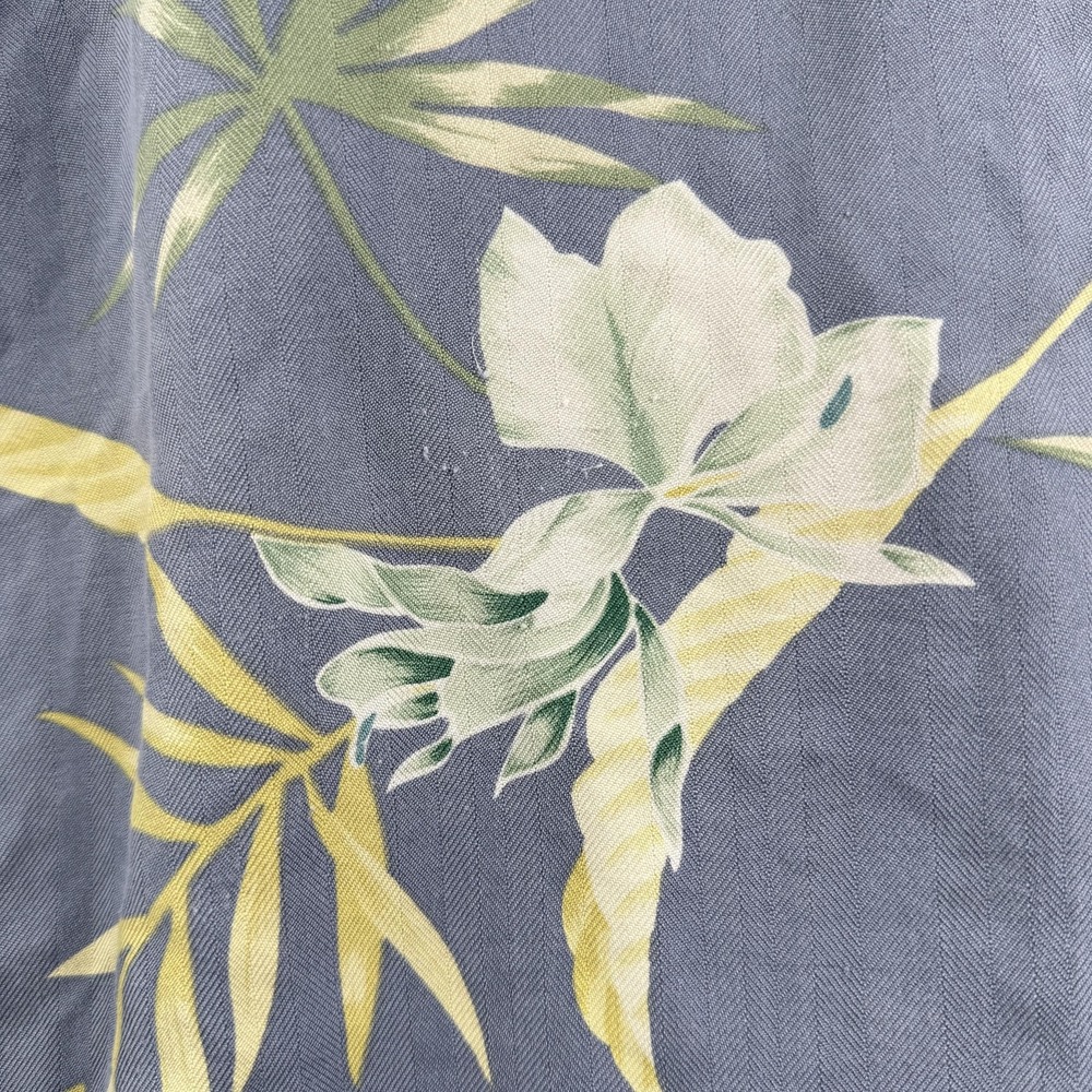Tommy Bahama Shirt Mens Extra Large Gray Silk Floral Hawaiian Button Up Camp - Picture 6 of 7